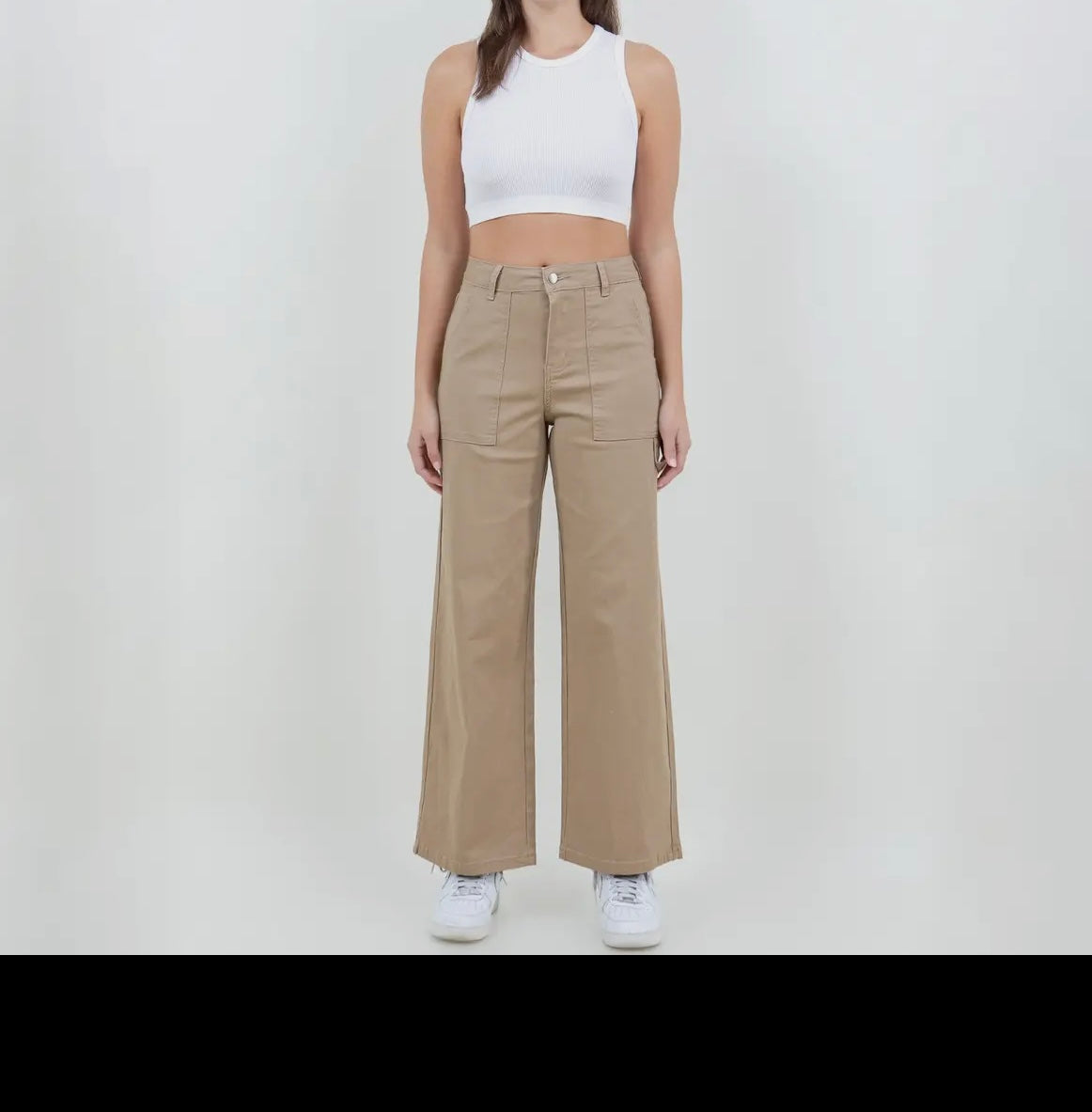 High waist wide leg straight pants